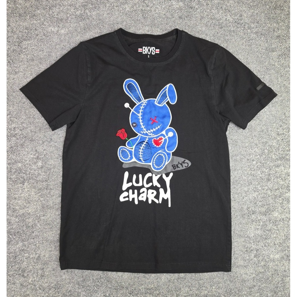 BKYS Lucky Charm Rabbit Original Print Men's Small T-Shirt Black Embroidered